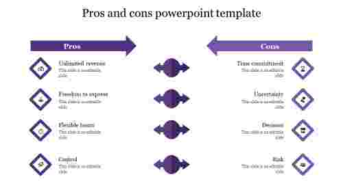 pros and cons powerpoint template-purple